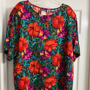 Caliche Brand Women's Bright Colorful Tunic Blouse Size 20W